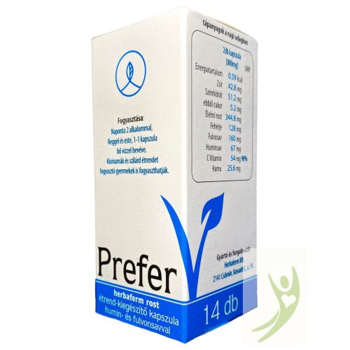 Herbaferm Prefer HF400 mg V prebiotikus készítmény humin- és fulvosavval VEGÁN 14 db