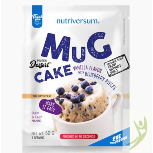 'Közeli lejárat: 02.25.' Nutriversum Dessert Mug Cake - Vanília-Áfonya Protein bögrés süti 50 g