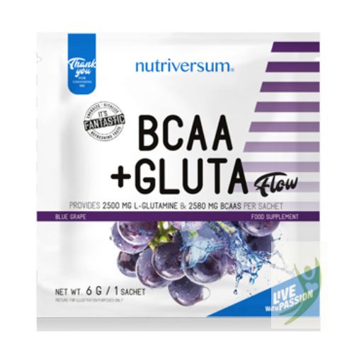 Nutriversum FLOW BCAA+GLUTA Kékszőlő 6 g