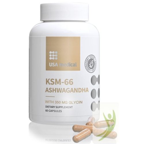 USA Medical KSM-66 Ashwagandha kapszula 350mg glicinnel 60 db